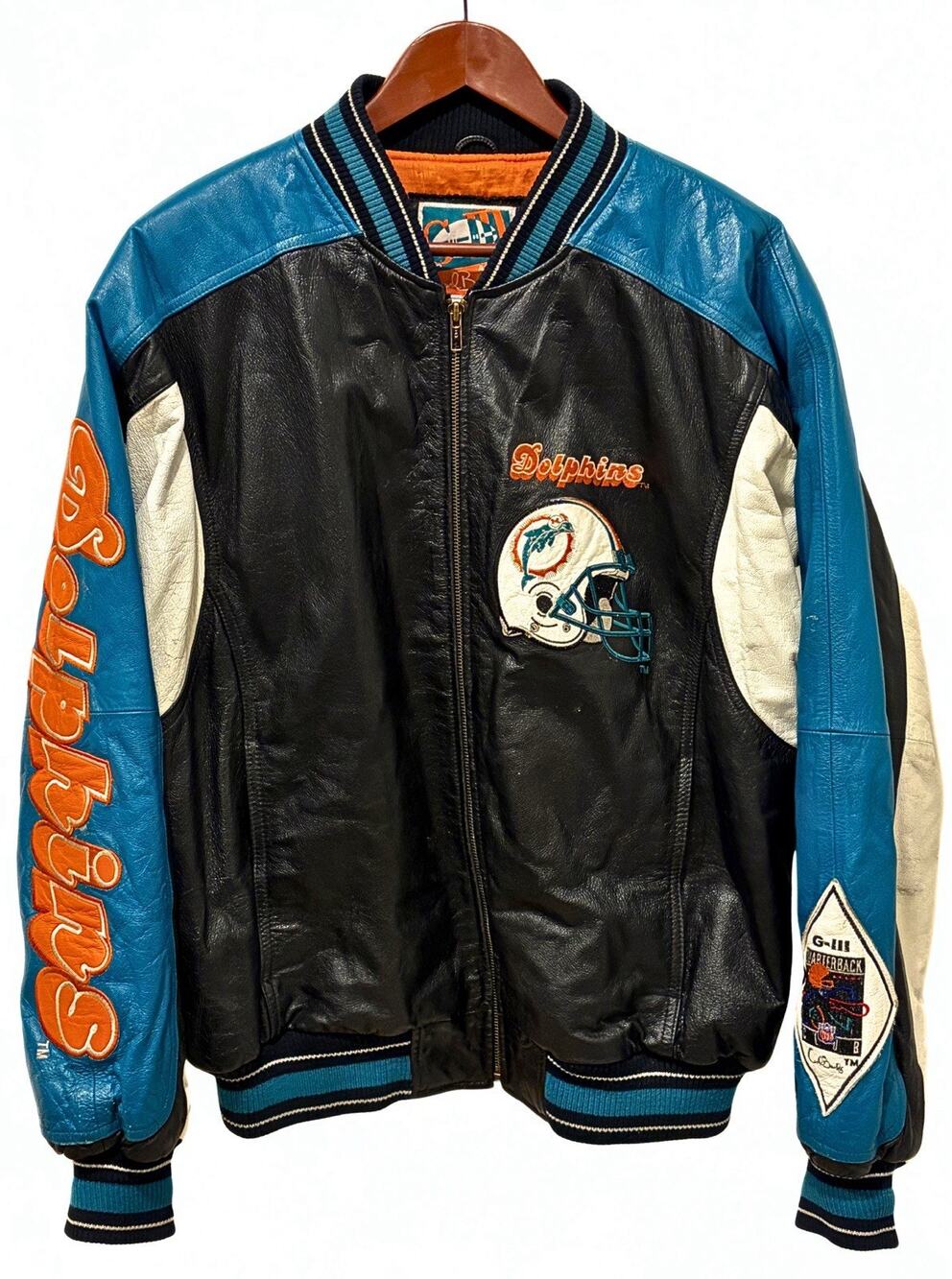 Vintage Miami Dolphins G-III Carl Banks Leather Jacket M Quarterback Club